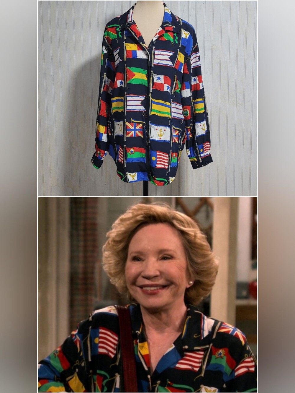 Liz Claiborne Nautical Flag Shirt ASO Kitty Forman That 90s Show Petite Size 10